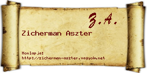 Zicherman Aszter névjegykártya